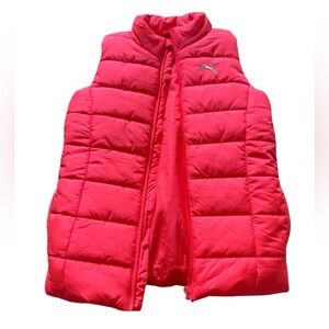 Puma Girl Quilted Puffer Vest Outerwear Pockets Fluorescent Hot Pink 10/12